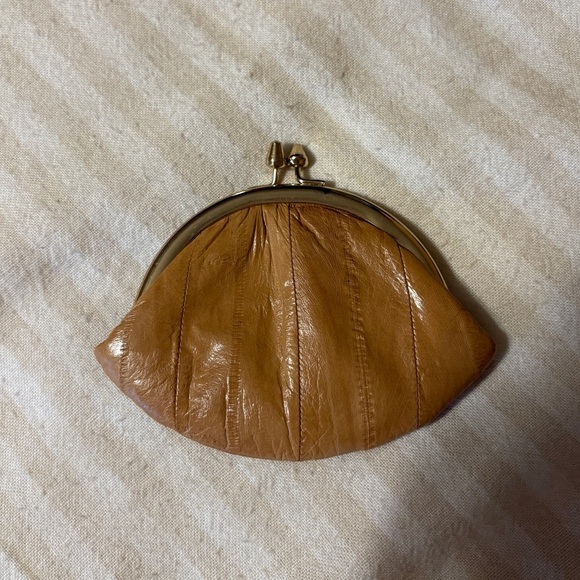 100% Genuine EEL Skin Tan Coin Purse Made in Korea - Picture 1 of 6